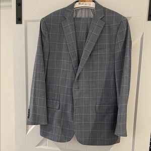 Brooks Brothers Classic Gray Check Suit Jacket 46R WITH PANTS 38x32